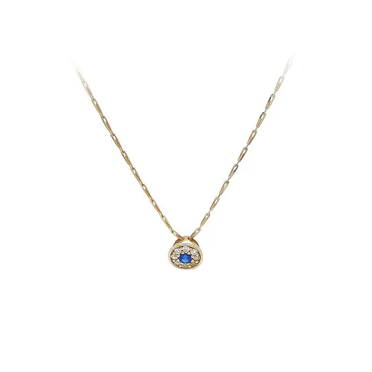 Gold Necklace with Blue Stone