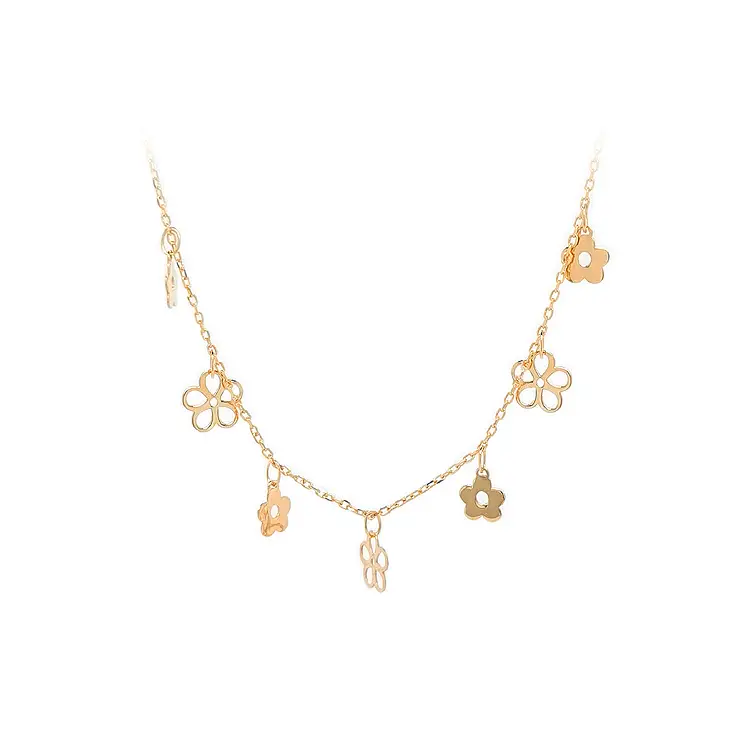 Gold Ladies Necklace Flowers