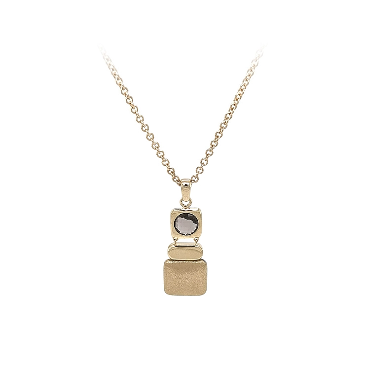 Gold Necklace with Brown Stone