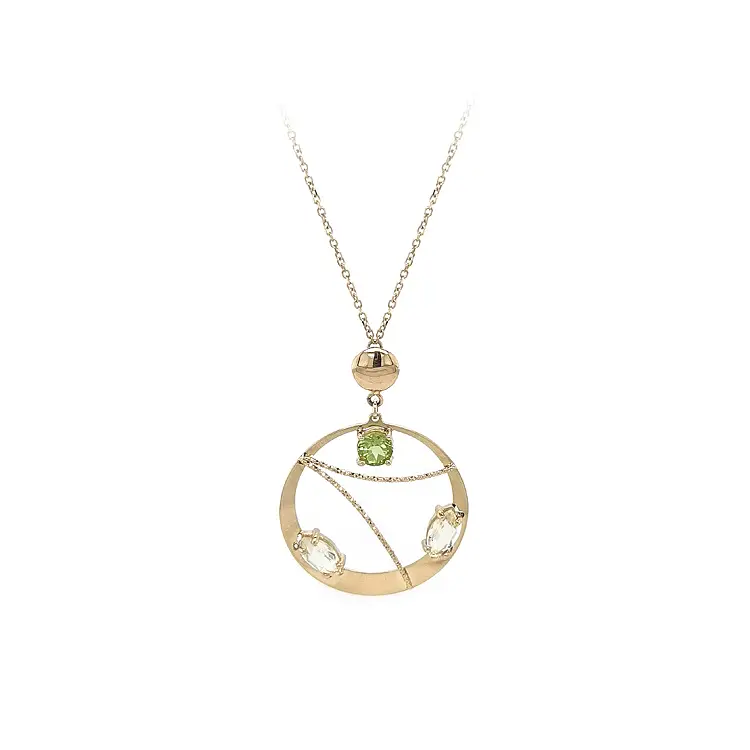 Gold Necklace with Coloured Stones