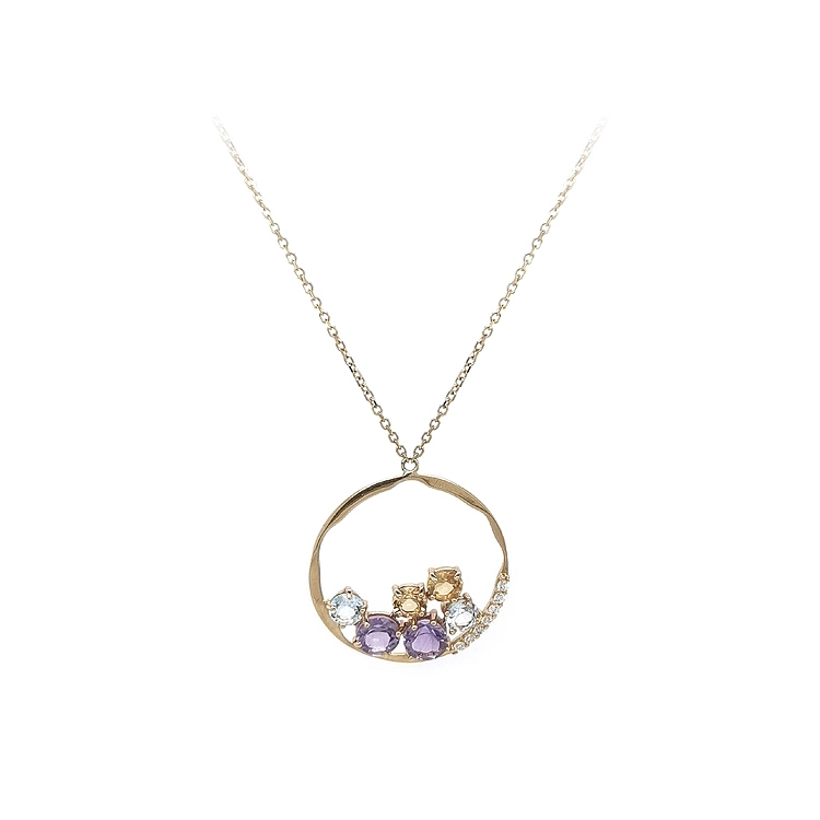 Gold Necklace with Coloured Stones