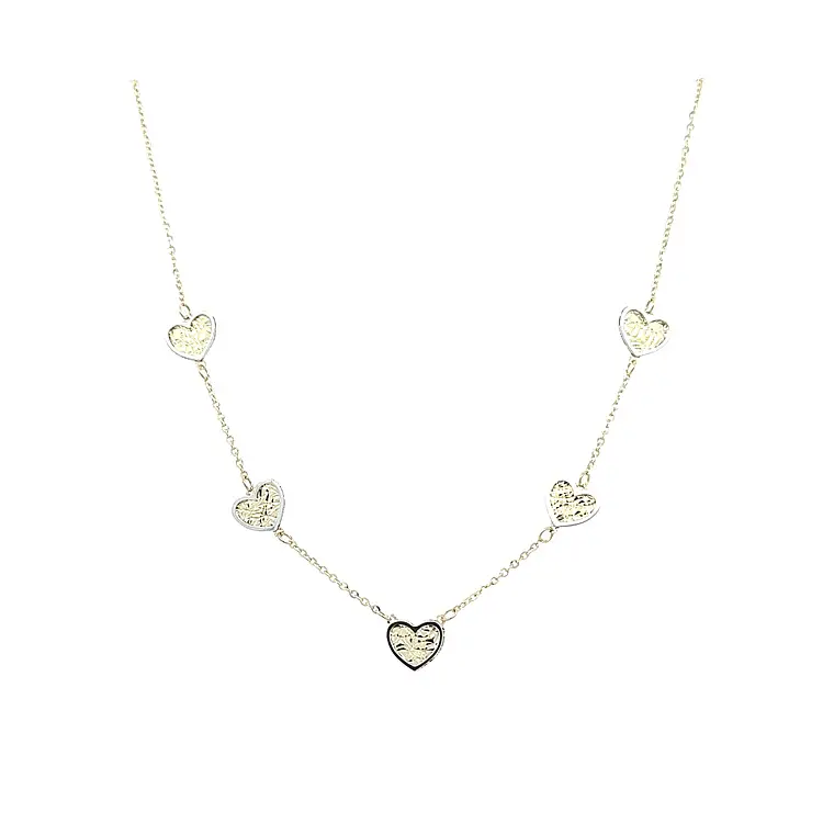 Gold Necklace with Hearts
