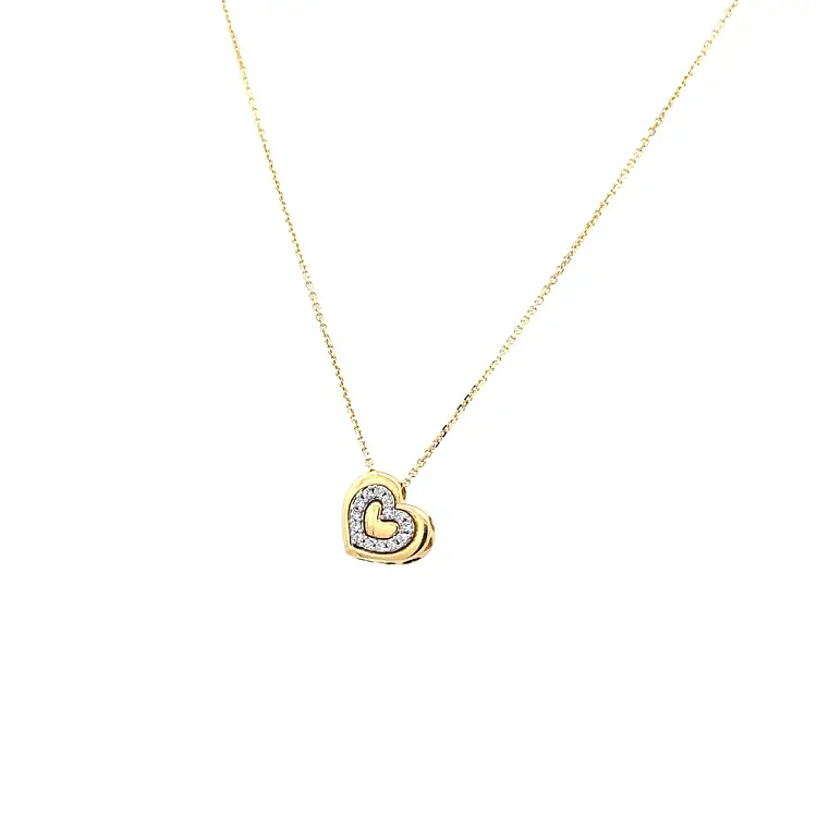 Gold Heart Necklace with Zirconias