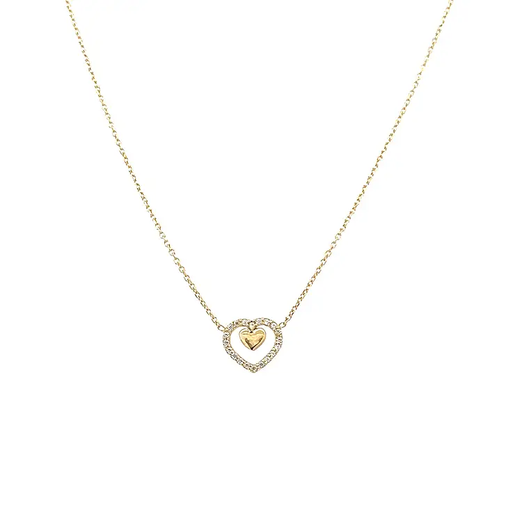 Gold Heart Necklace with Zirconias
