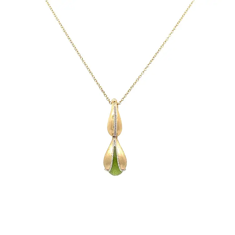 Gold Necklace with Green Stone