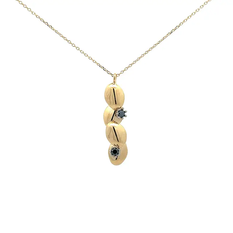 Gold Necklace with Black Stones