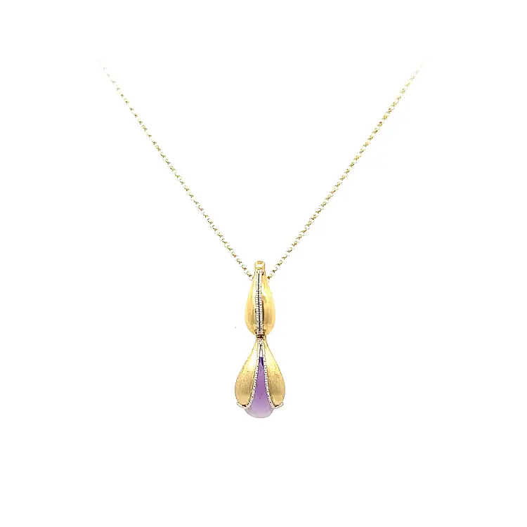 Gold Necklace with Purple Stone