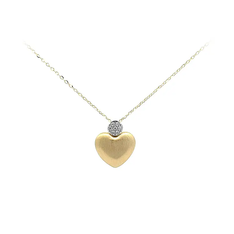 Gold Heart Necklace with Zirconias