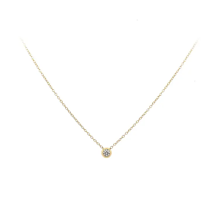 Gold Solitaire Necklace with Zircon