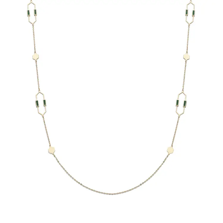 Gold Necklace with Enamel