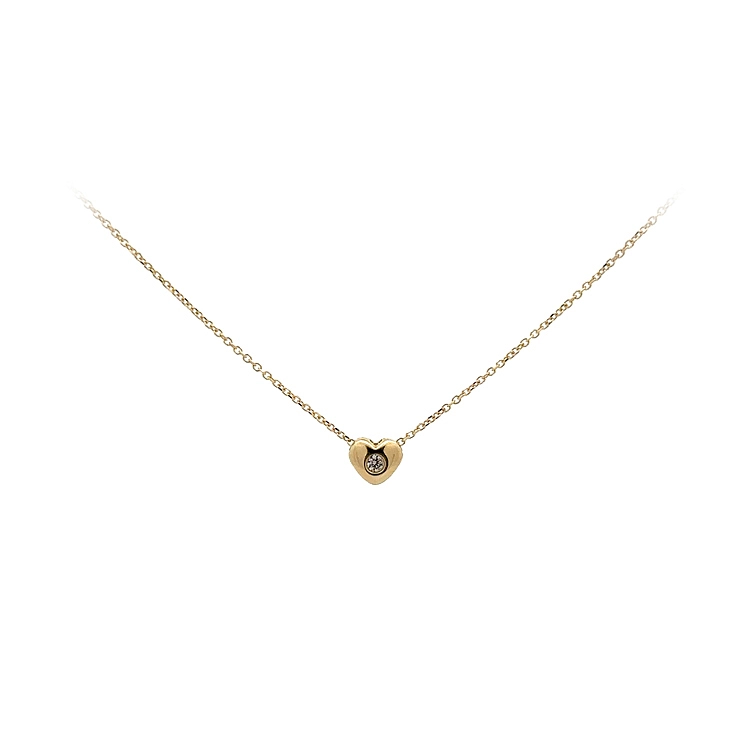 Gold Heart Necklace with Zircon