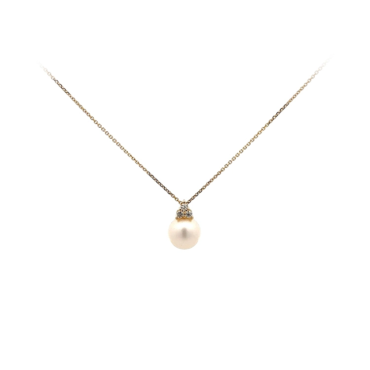 Gold Necklace with Pearl and Zircons