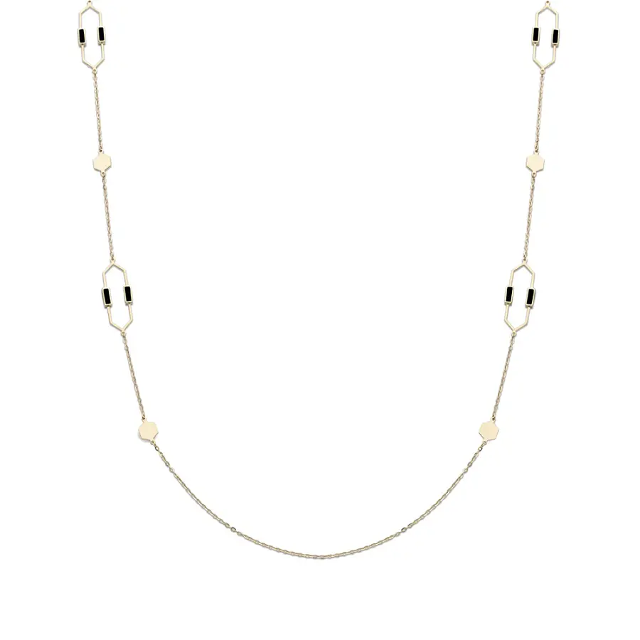 Gold Necklace with Enamel