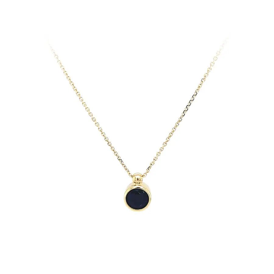 Gold Necklace with Blue Stone