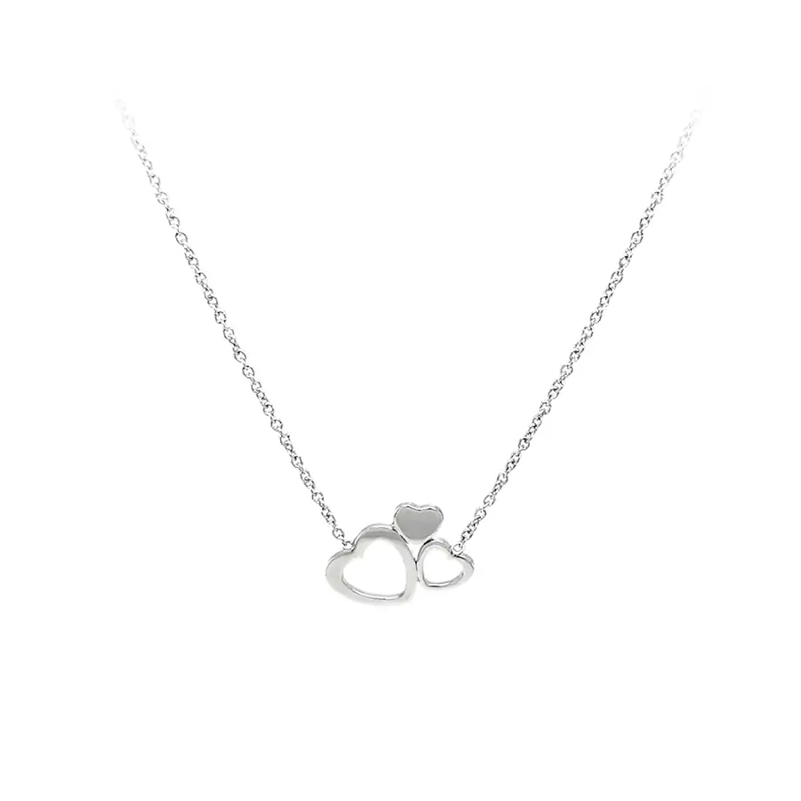 Necklace Connected Hearts in White Gold
