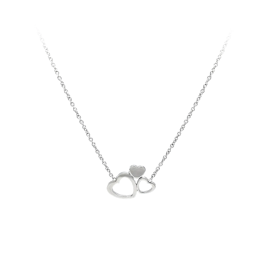 Necklace Connected Hearts in White Gold