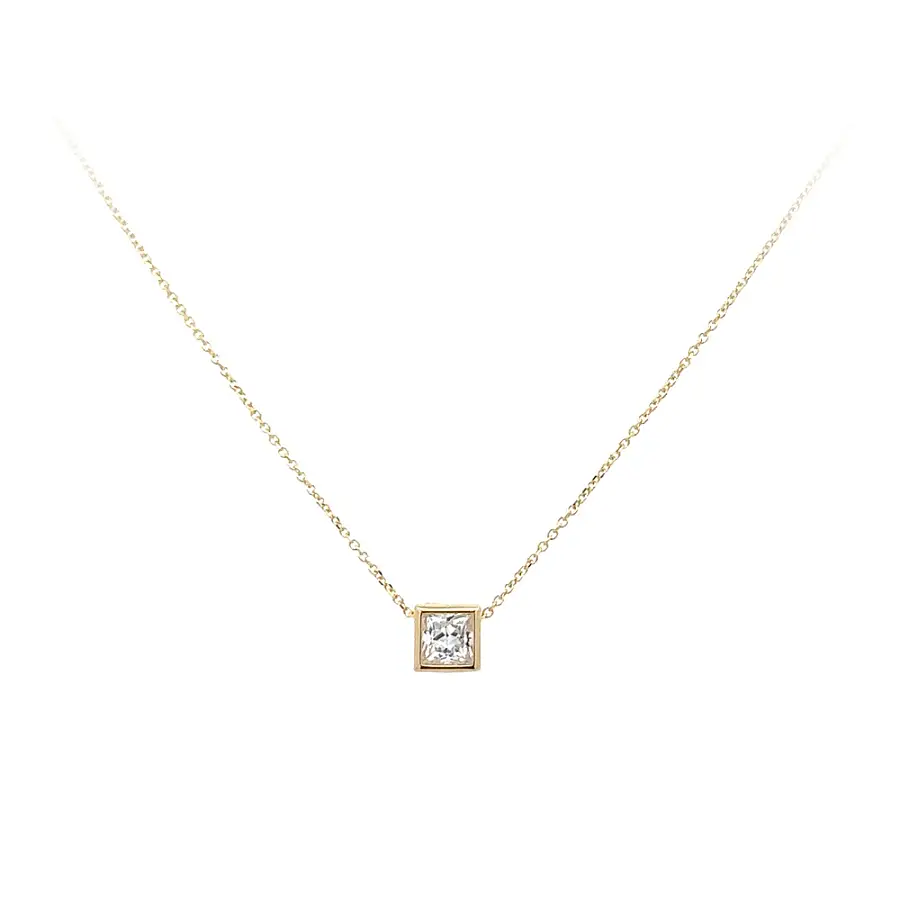 Gold Solitaire Necklace with Zircon