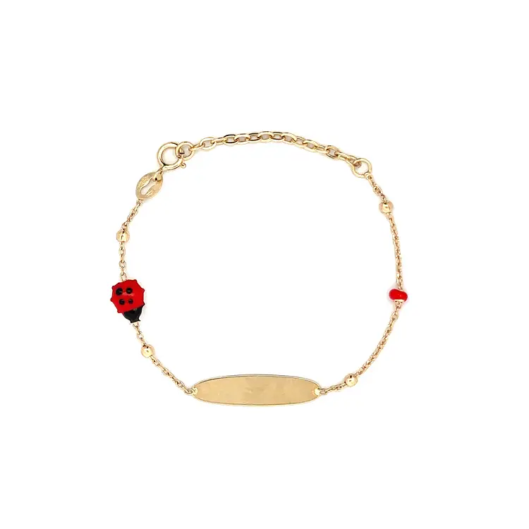 Golden Baby Bracelet with Plate for Engraving