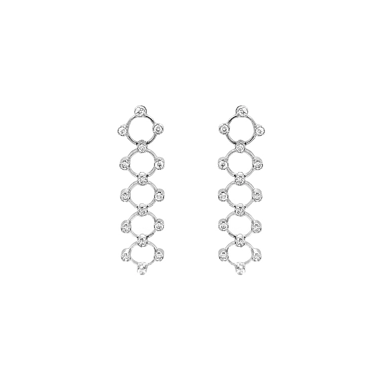 Gold dangle earrings with Zircons
