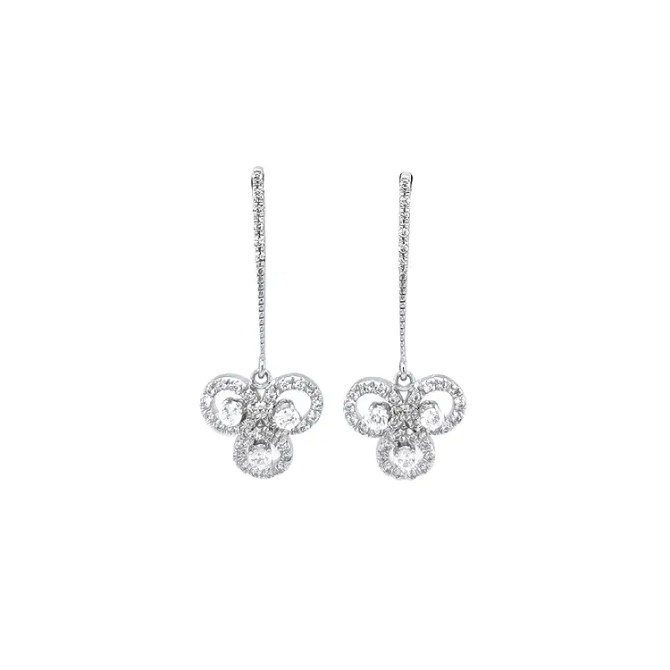 White Gold dangle earrings with Zircons