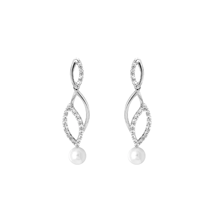 Gold Earrings with Pearl and Zircones