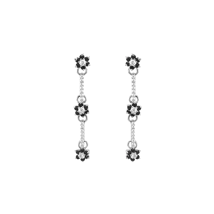 Gold dangle earrings with Zircons