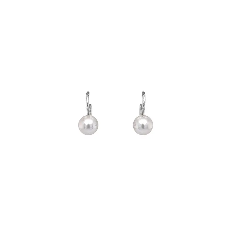 White Gold Pearl Earrings