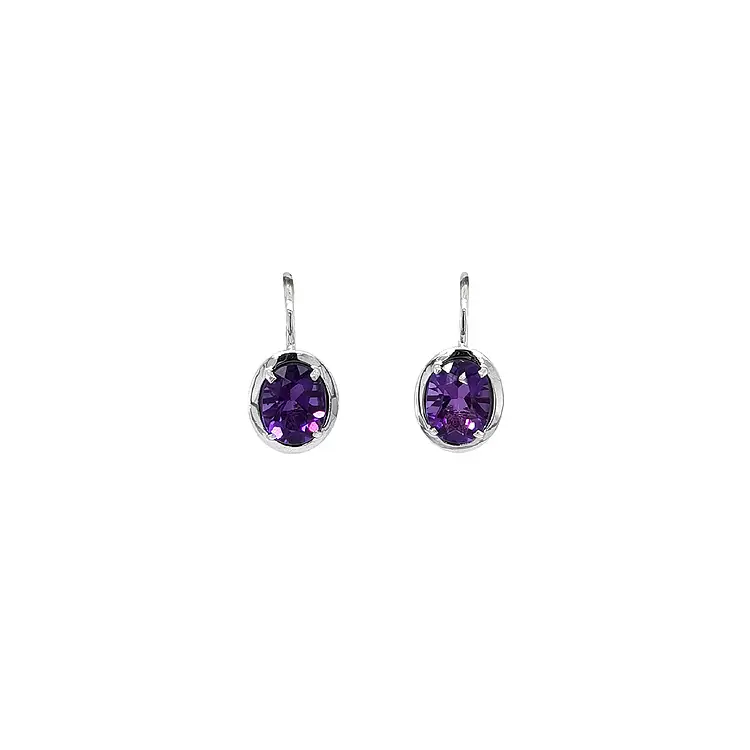 White Gold Amethyst Earrings