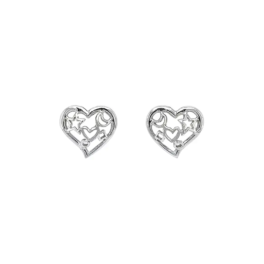 Earrings Heart, Star, Moon made of White Gold