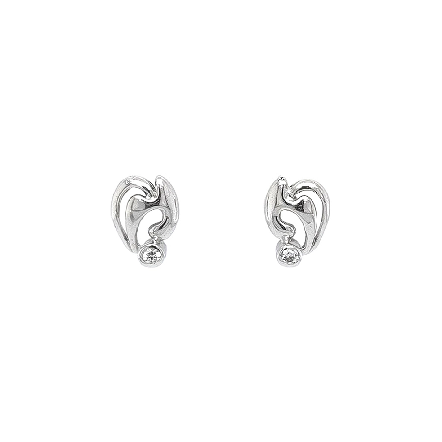 Earrings with White Gold Zircons