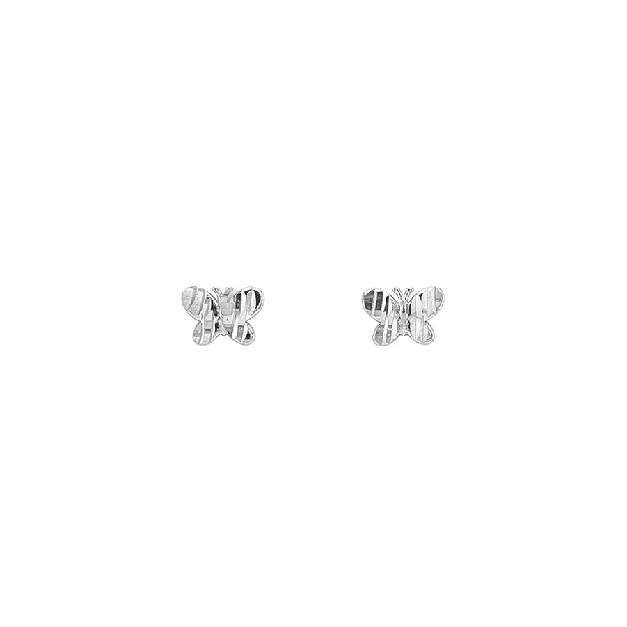 White Gold Butterfly Earrings - Fine Elegance