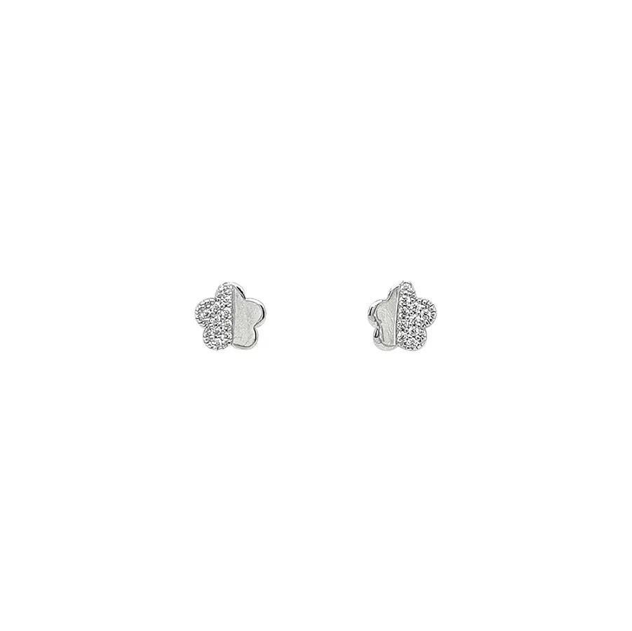 Earrings in the shape of a flower in White Gold with Zirconia