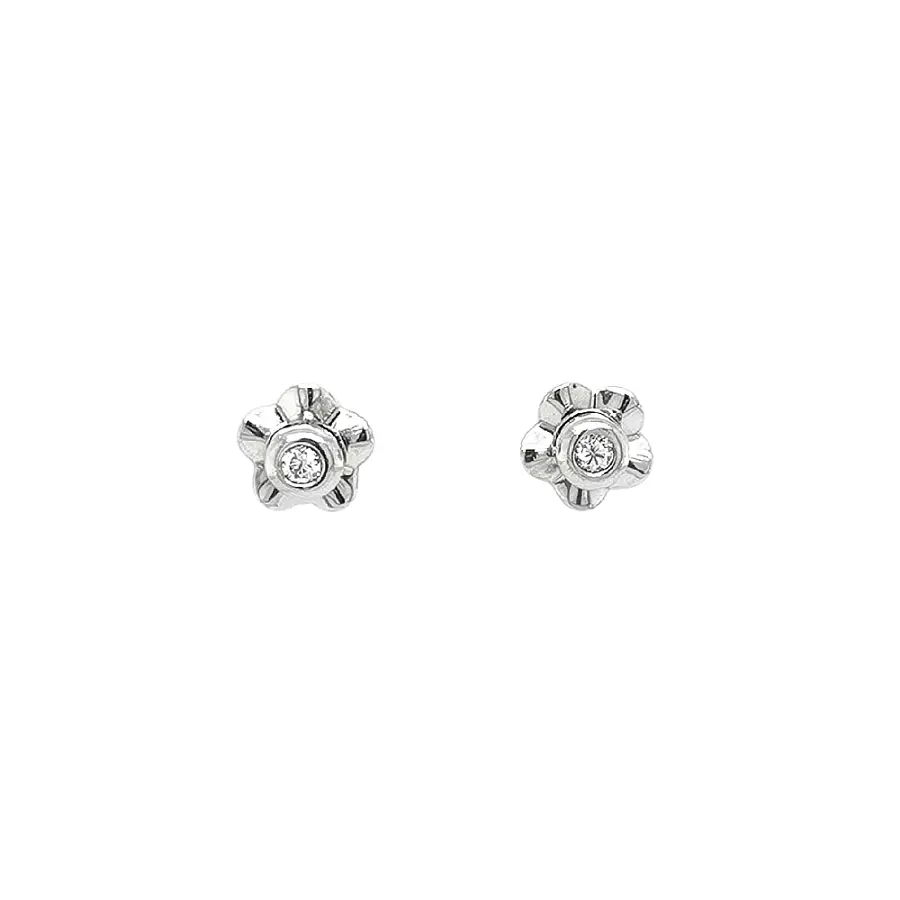 Earrings Flowers with Zircones in White Gold