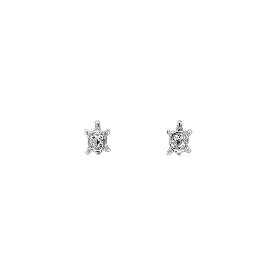 Tortoiseshell Earrings in White Gold with Zirconias
