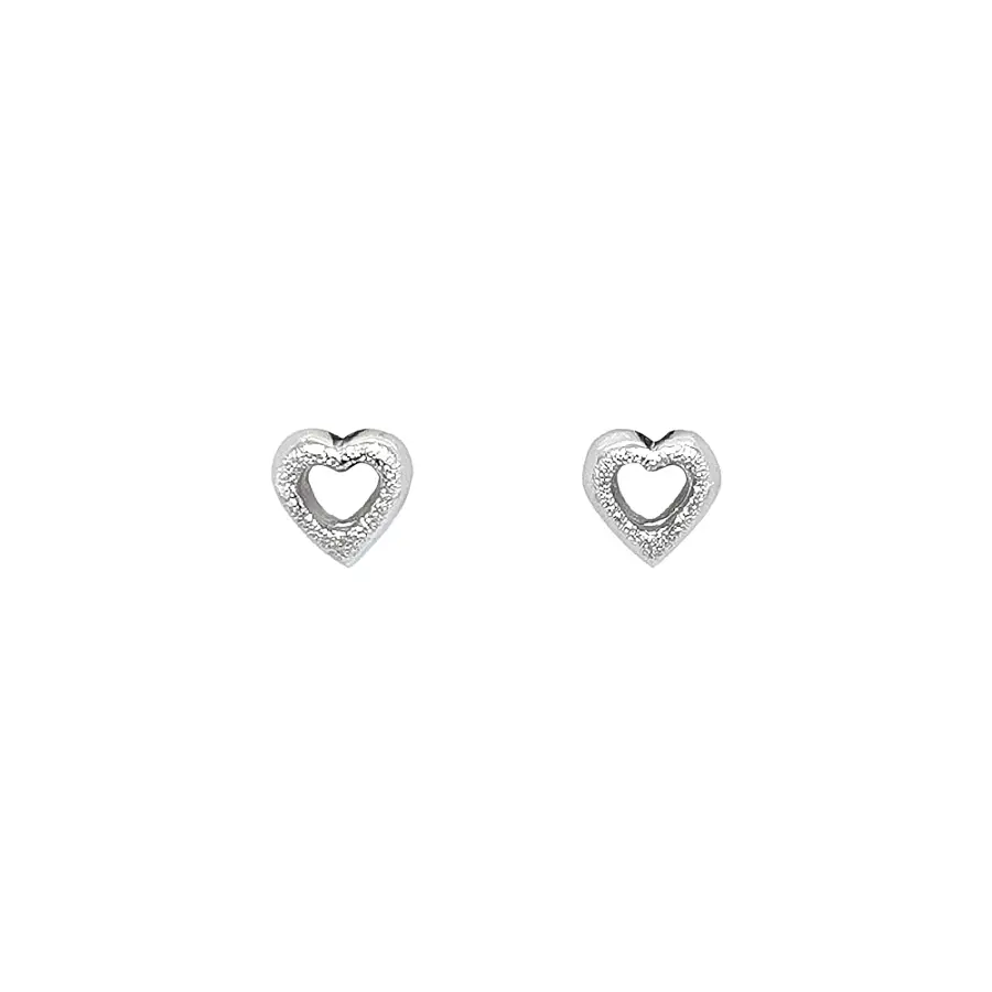 White Gold Heart Earrings