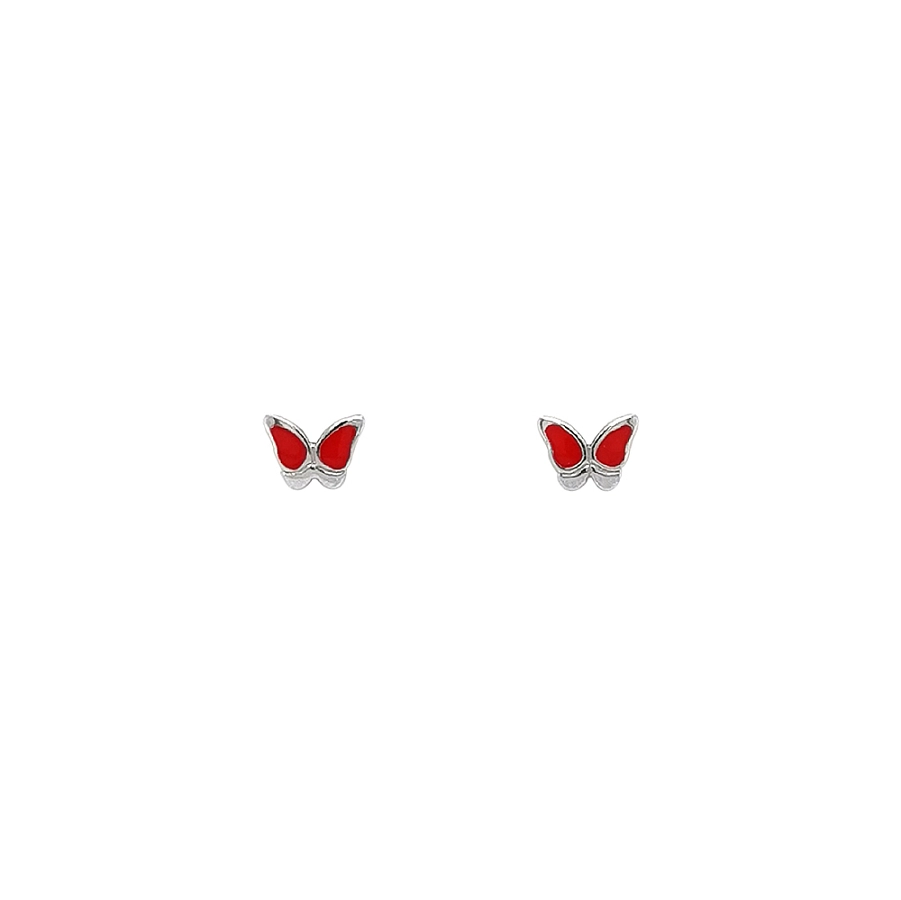 Stylish Butterfly Shaped Pecky in White Gold with Enamel
