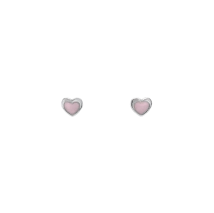 White Gold Butterfly Earrings with Pink Enamel