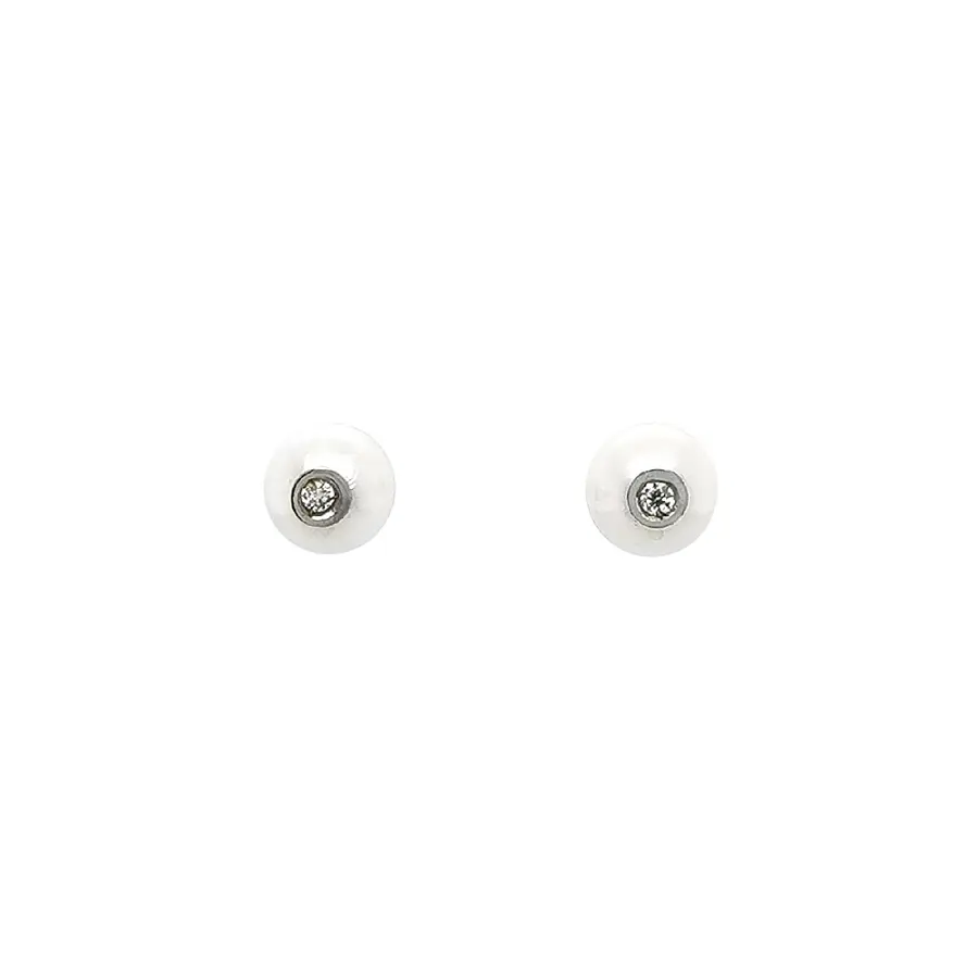 White Gold Pearl Earrings