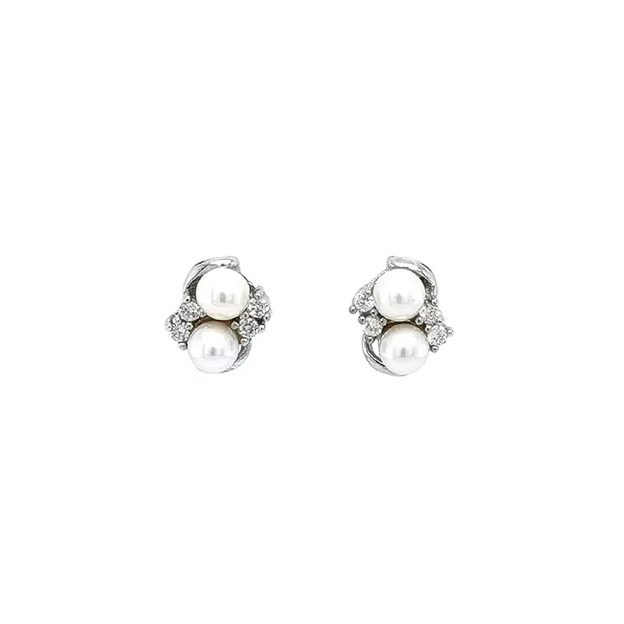 Pecky Earrings with White Gold Pearl