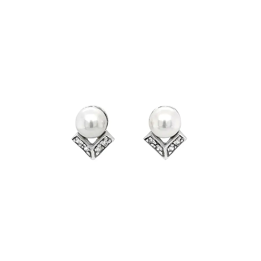 Pecky Earrings with White Gold Pearl