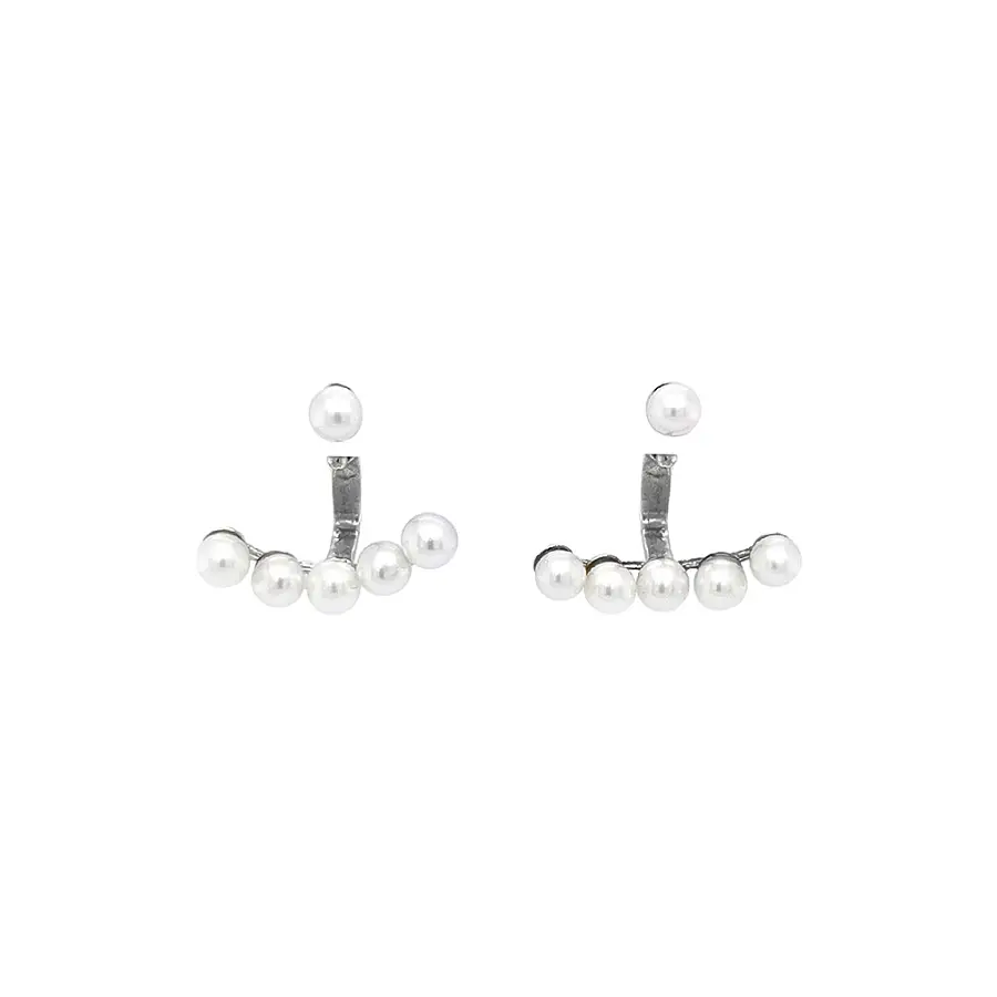 White Gold Pearl Earrings