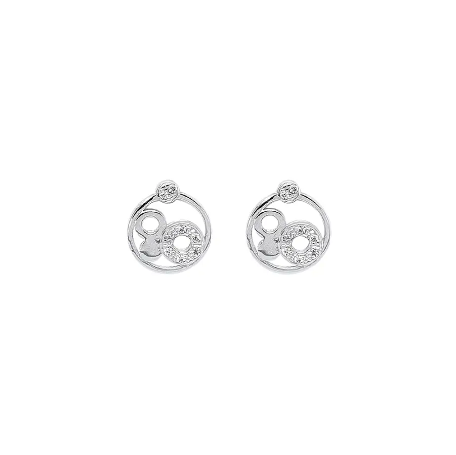 Luxury White Gold Earrings with Ball Motif