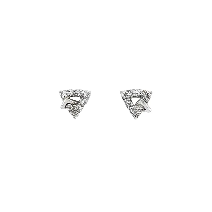 Triangular White Gold Earrings with Zircones