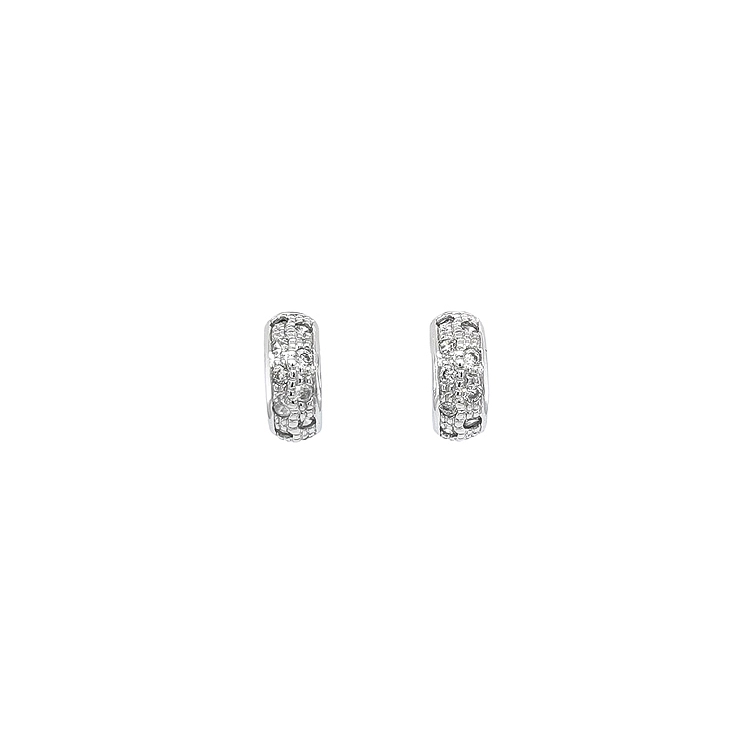 Round Earrings with White Gold Zircons