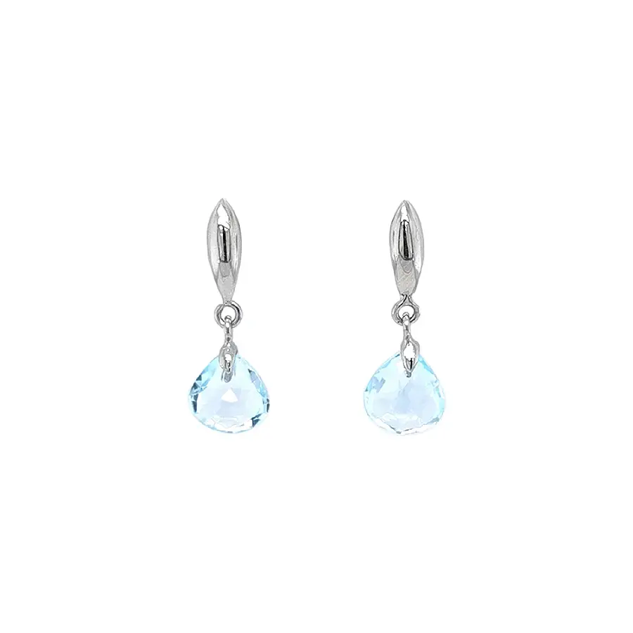 Earrings White Gold with Blue Topaz
