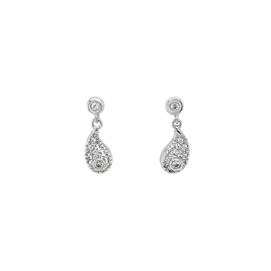 Zircon Drop Earrings in Elegant White Gold
