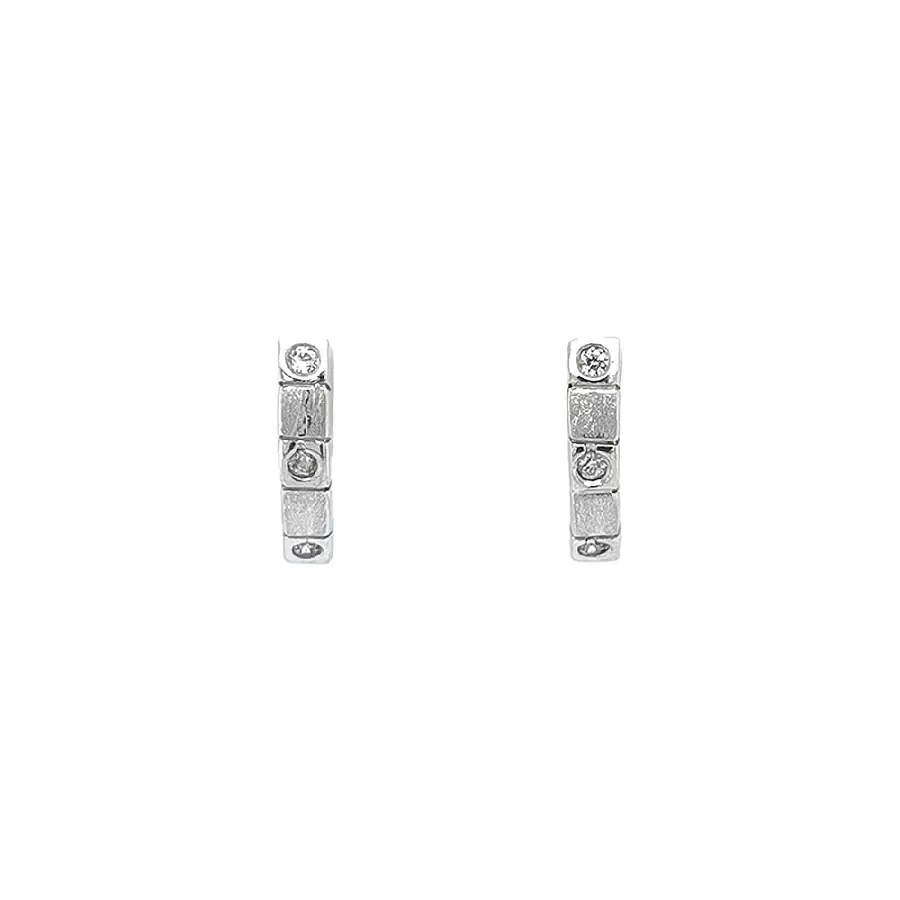 Fine White Gold Earrings with Shining Zircones