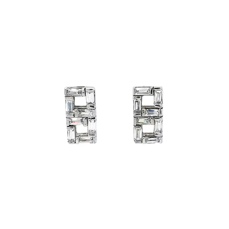 Earrings with White Gold Zircons