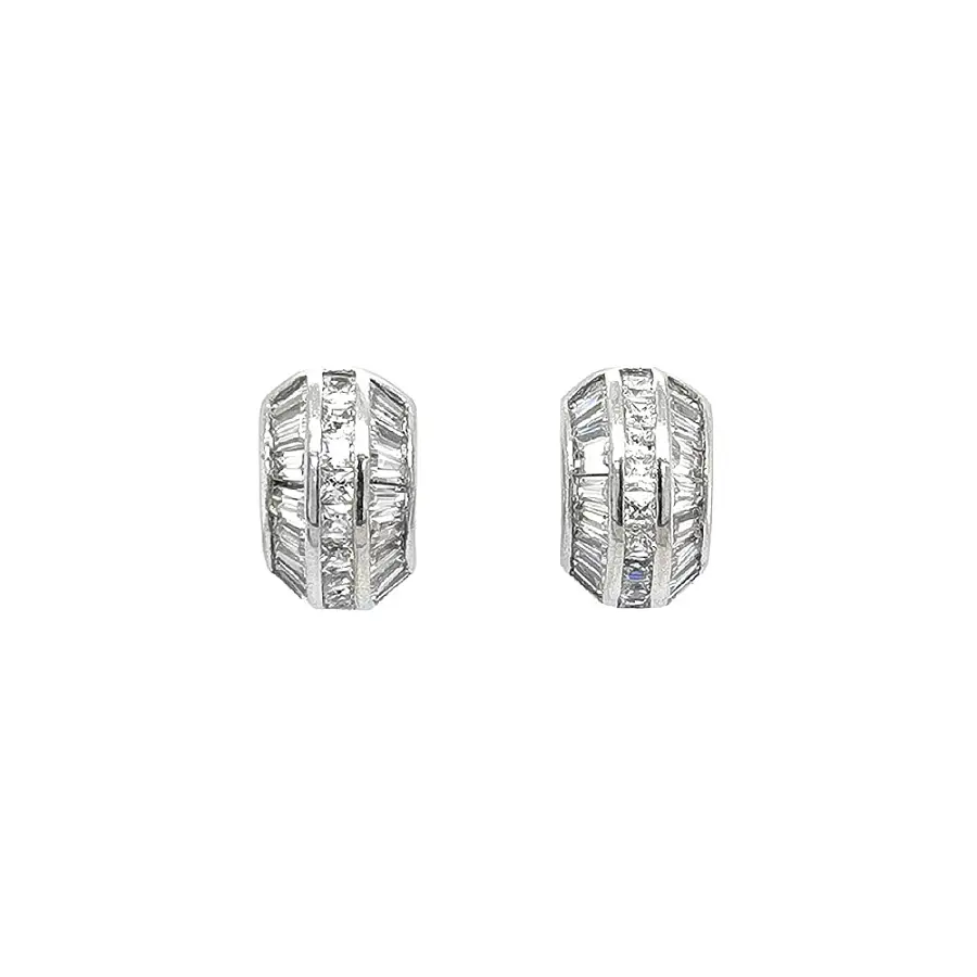 Round Earrings with White Gold Zircons