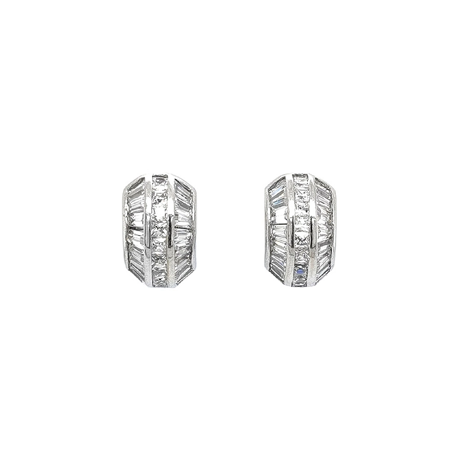 Round Earrings with White Gold Zircons